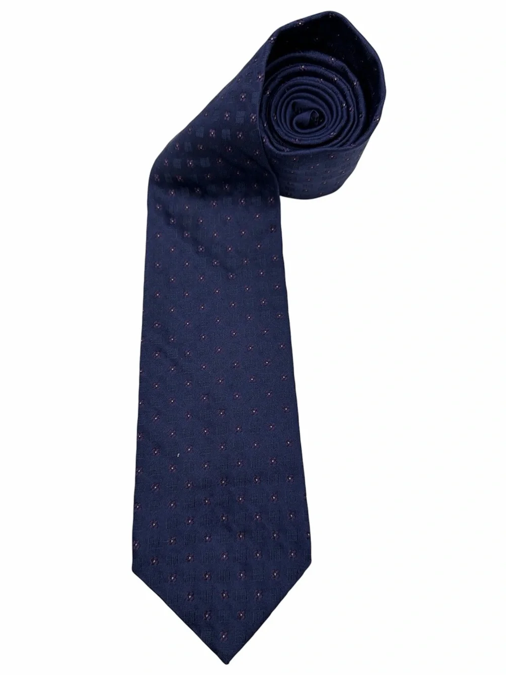 Brooks Brothers 100% Silk Navy Blue Square Purple Flower Neck Tie